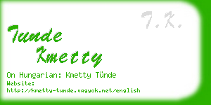 tunde kmetty business card